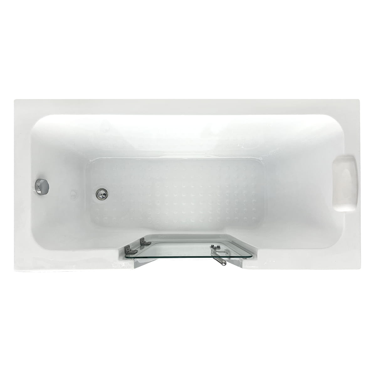 Top view of 60 in. walk-in bathtub showing spacious interior, built-in seat, and textured floor