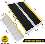 Dimension diagram of the 4-foot folding wheelchair ramp showing a 48.6 x 31.5 inch open size, 15.3-inch folded width, and stated 800 lb weight capacity.