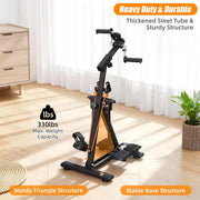 Heavy-duty arm and leg exerciser with a reinforced triangular steel frame, wide floor base, and a stated 330 lb weight capacity.